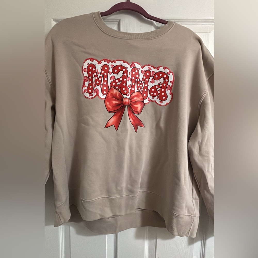 Athletic Works Tan Sweater with Red Graphic